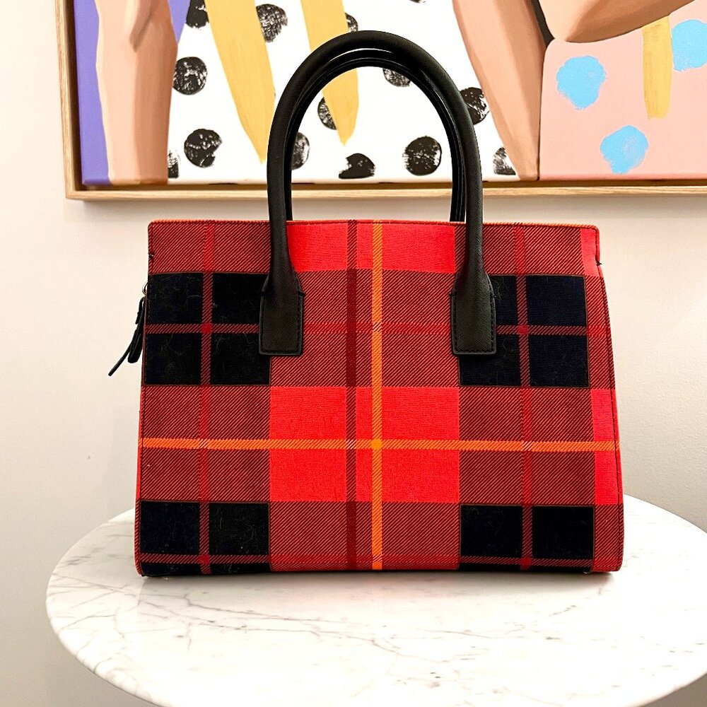NWOT RARE ♠️ Kate Spade ♠️ Cameron Street Candace Satchel Purse -Red/Black Plaid - Picture 6 of 10